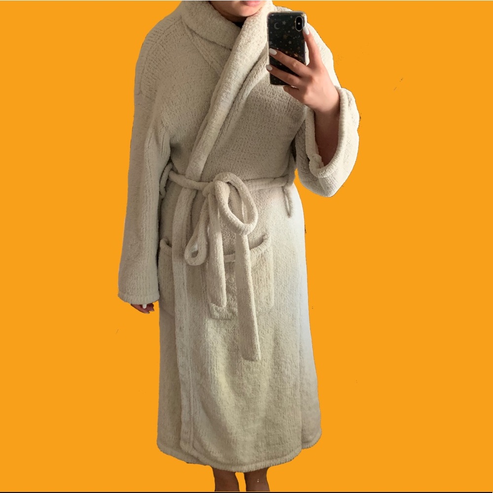Light green Barefoot Dreams bathrobe